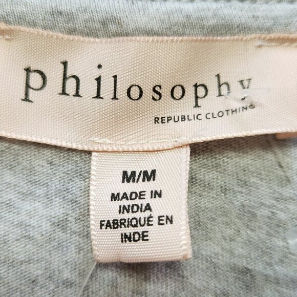 NWT Philosophy Heather Gray Scoop Neck Tee Shirt w/ Ruffled Chest Pocket… - Picture 5 of 13